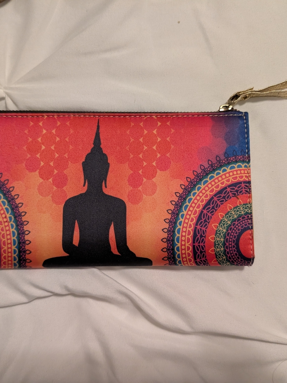 Meditative Buddha Zip Wallet in Sunset Colors